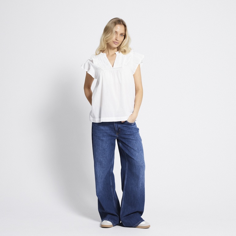 V-neck frill blouse "Ilona" White